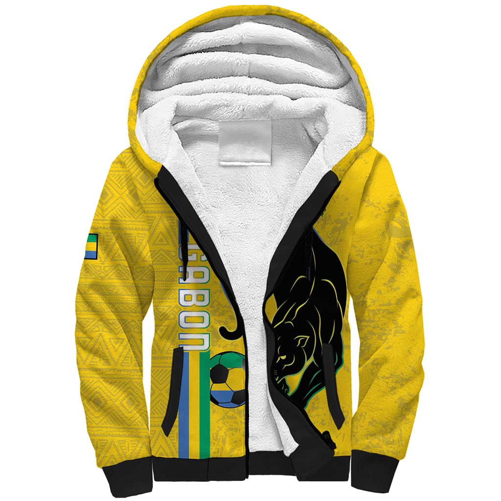 Custom Gabon Football Sherpa Hoodie Go Les Pantheres - Yellow Ver