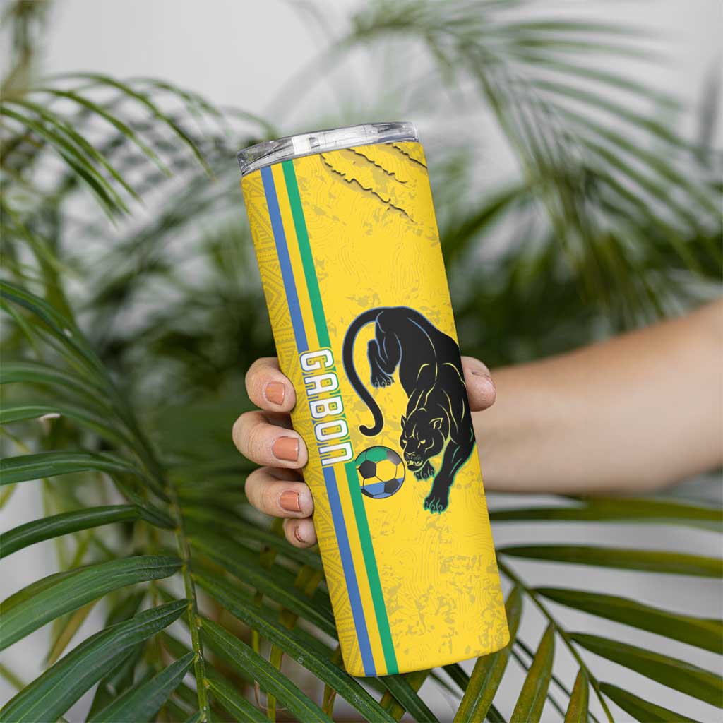 Custom Gabon Football Skinny Tumbler Go Les Pantheres - Yellow Ver