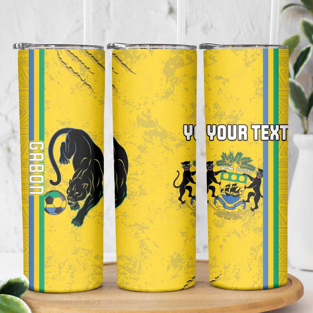 Custom Gabon Football Skinny Tumbler Go Les Pantheres - Yellow Ver