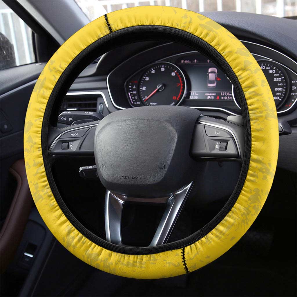 Gabon Football Steering Wheel Cover Go Les Pantheres - Yellow Ver