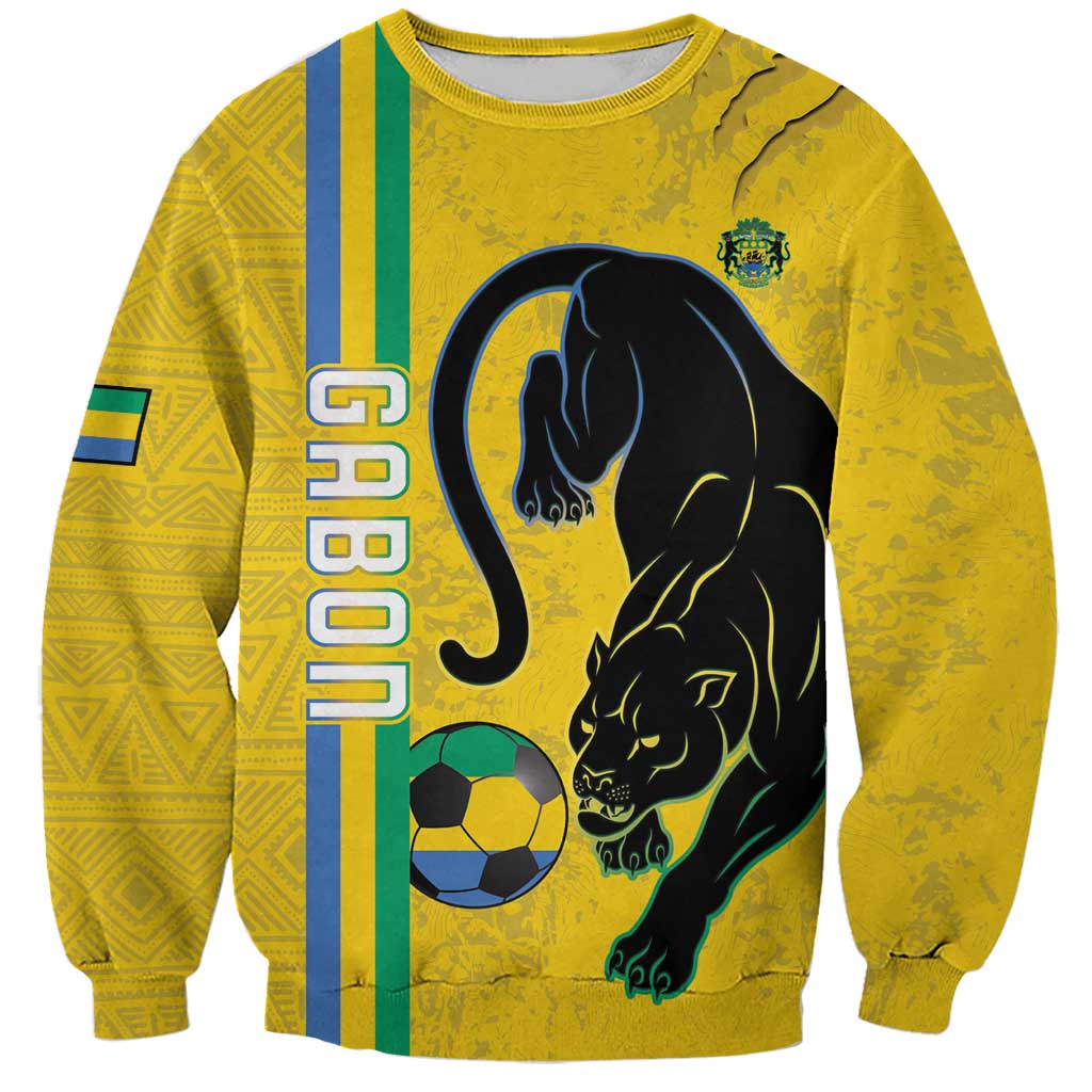 Custom Gabon Football Sweatshirt Go Les Pantheres - Yellow Ver