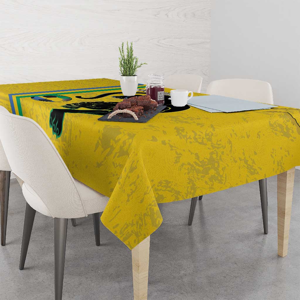 Custom Gabon Football Tablecloth Go Les Pantheres - Yellow Ver