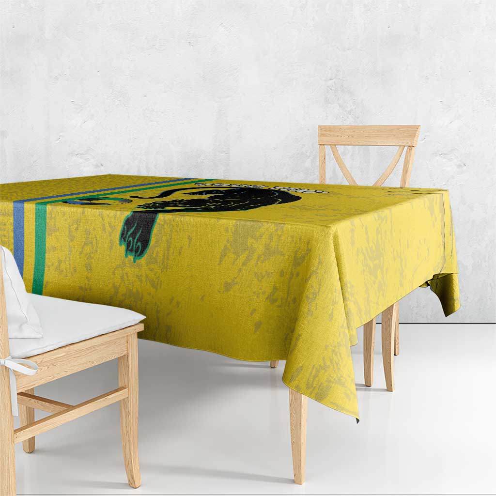 Custom Gabon Football Tablecloth Go Les Pantheres - Yellow Ver