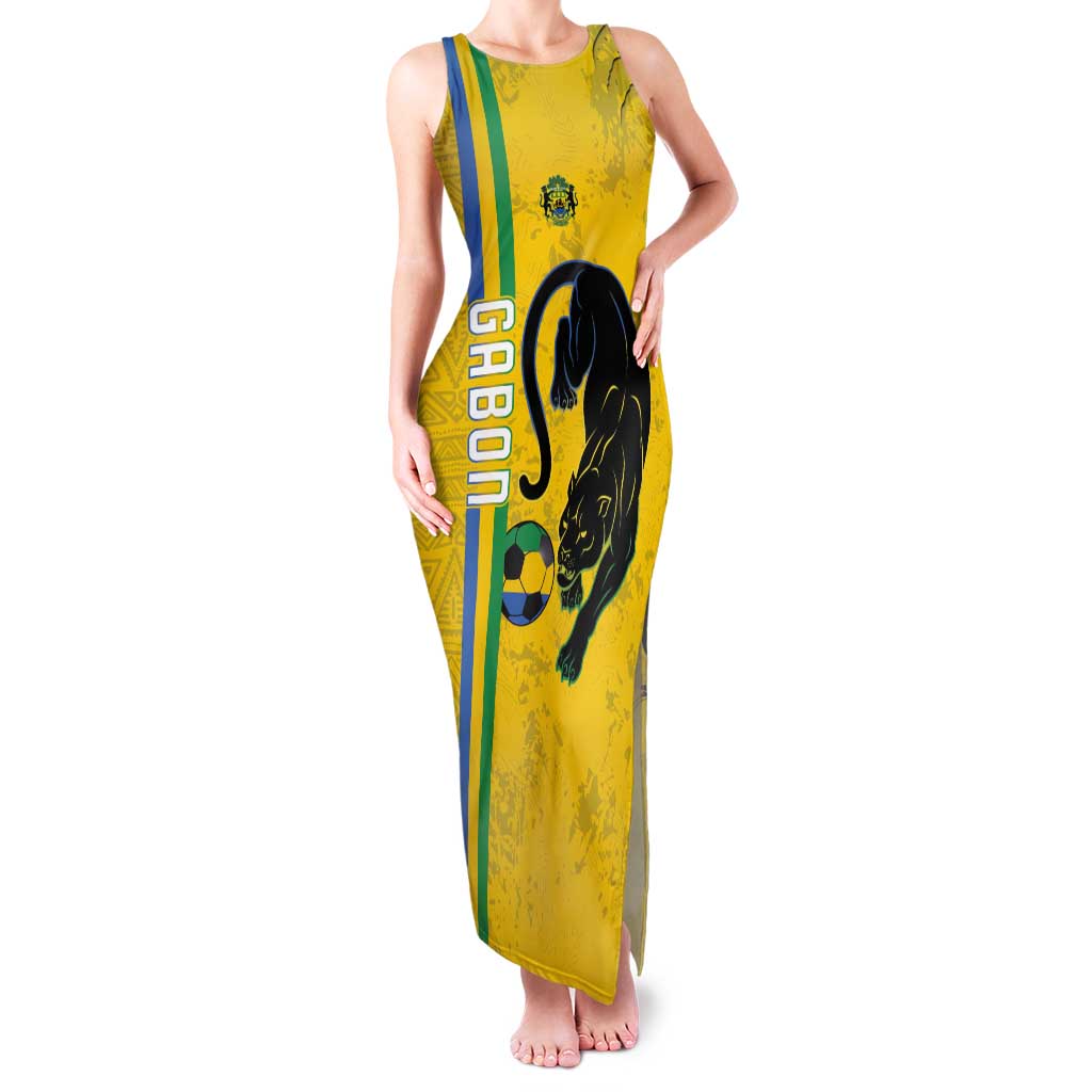 Custom Gabon Football Tank Maxi Dress Go Les Pantheres - Yellow Ver
