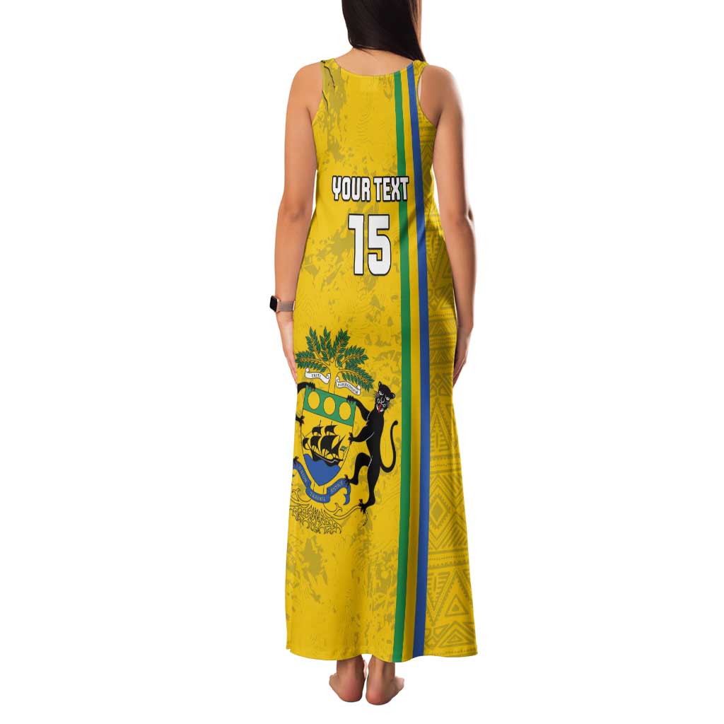 Custom Gabon Football Tank Maxi Dress Go Les Pantheres - Yellow Ver