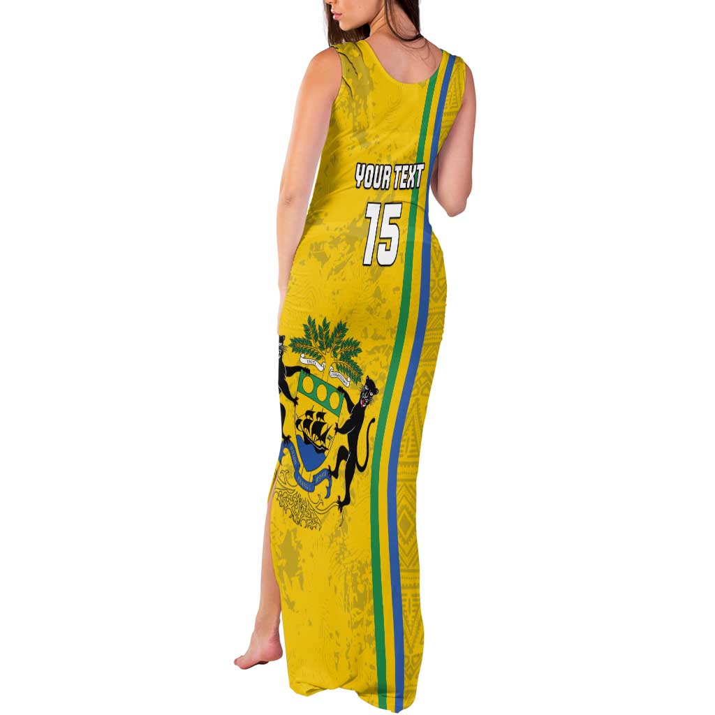 Custom Gabon Football Tank Maxi Dress Go Les Pantheres - Yellow Ver