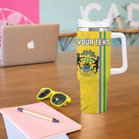 Custom Gabon Football Tumbler With Handle Go Les Pantheres - Yellow Ver