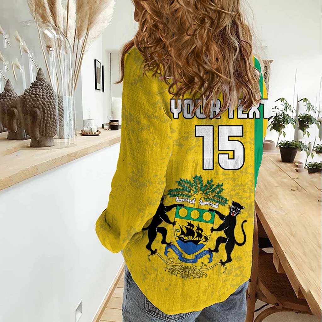Custom Gabon Football Women Casual Shirt Go Les Pantheres - Yellow Ver