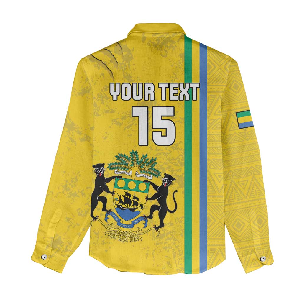 Custom Gabon Football Women Casual Shirt Go Les Pantheres - Yellow Ver