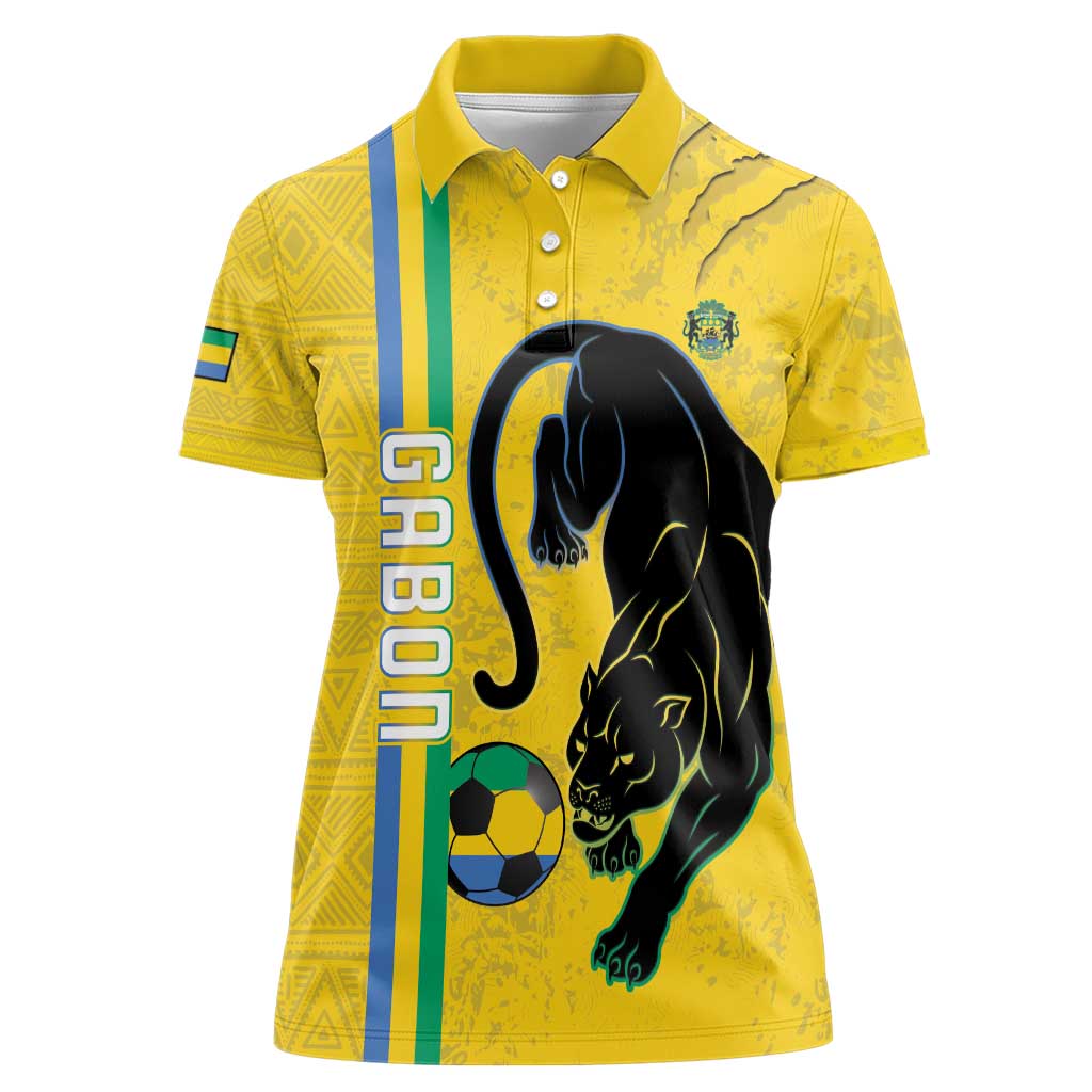Custom Gabon Football Women Polo Shirt Go Les Pantheres - Yellow Ver