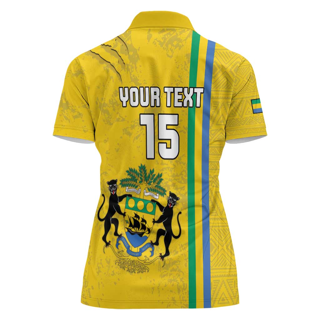 Custom Gabon Football Women Polo Shirt Go Les Pantheres - Yellow Ver