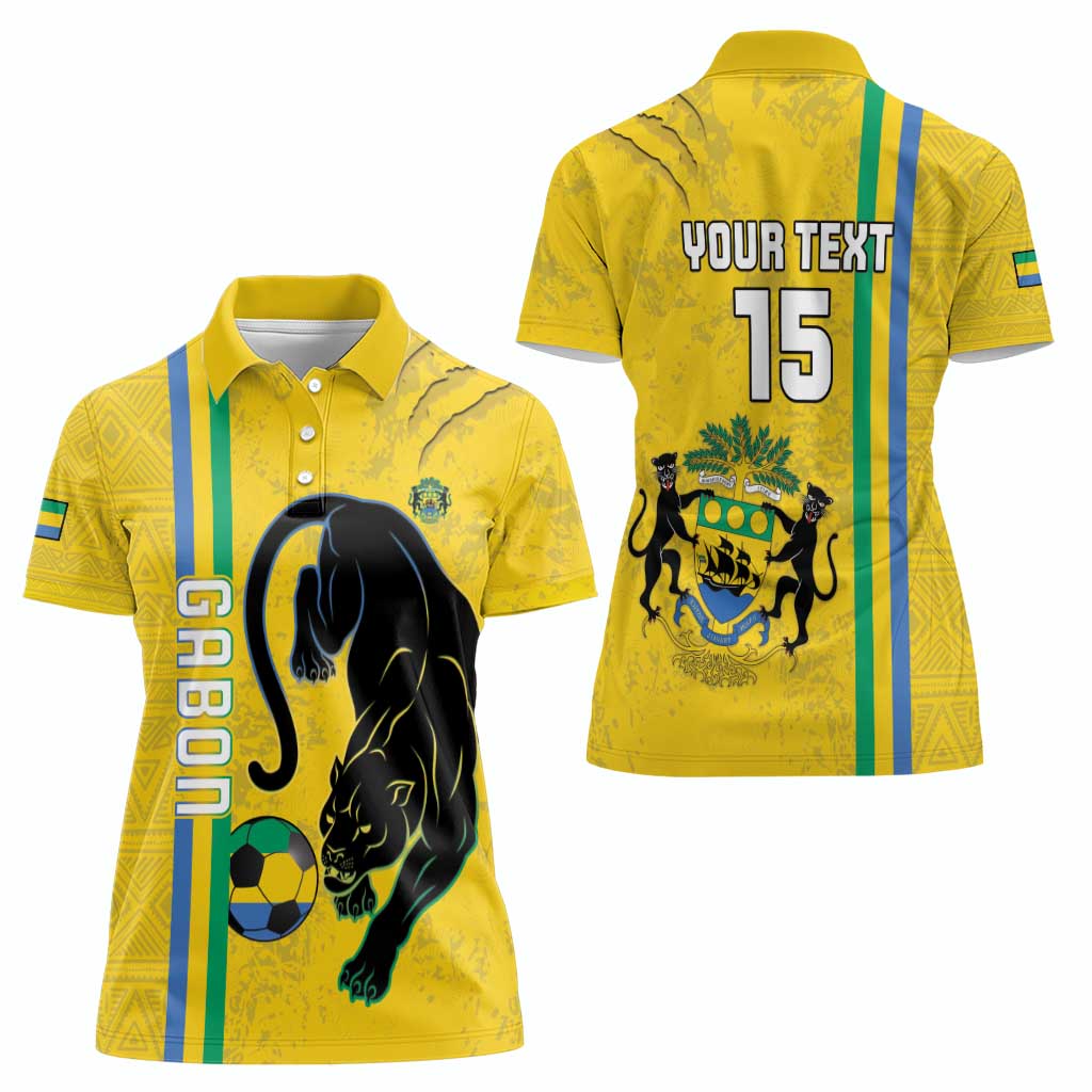 Custom Gabon Football Women Polo Shirt Go Les Pantheres - Yellow Ver