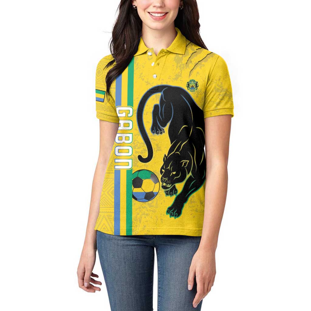 Custom Gabon Football Women Polo Shirt Go Les Pantheres - Yellow Ver