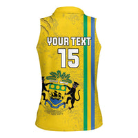 Custom Gabon Football Women Sleeveless Polo Shirt Go Les Pantheres - Yellow Ver
