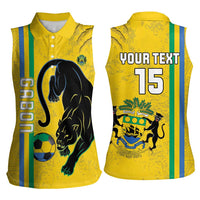 Custom Gabon Football Women Sleeveless Polo Shirt Go Les Pantheres - Yellow Ver