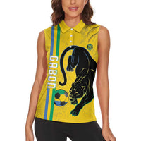 Custom Gabon Football Women Sleeveless Polo Shirt Go Les Pantheres - Yellow Ver