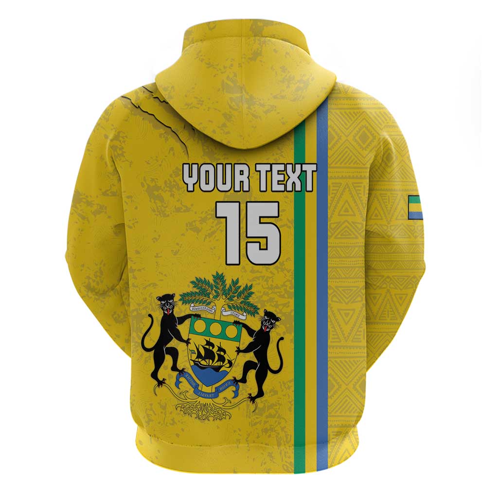 Custom Gabon Football Zip Hoodie Go Les Pantheres - Yellow Ver