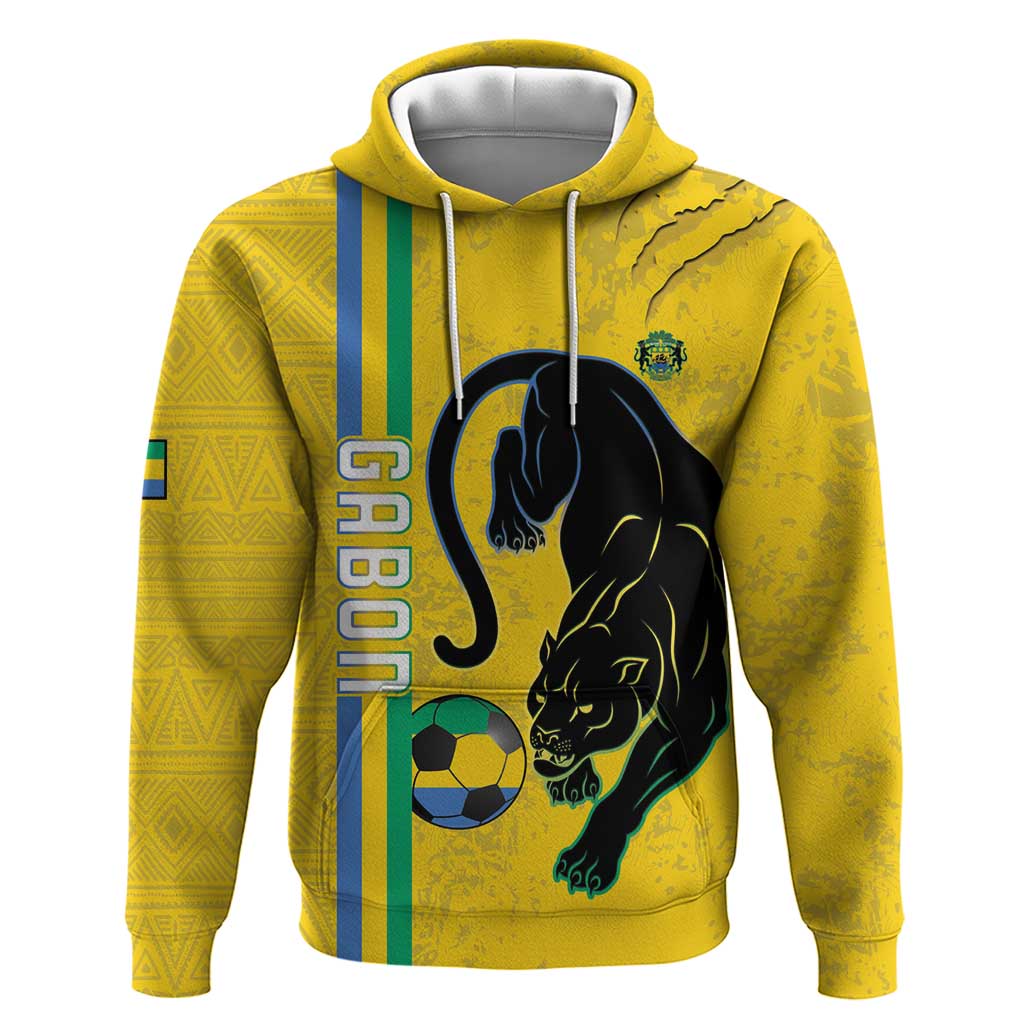 Custom Gabon Football Zip Hoodie Go Les Pantheres - Yellow Ver
