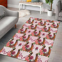 Kentucky Lucky Horseshoe Floral Area Rug Vintage Western Pattern