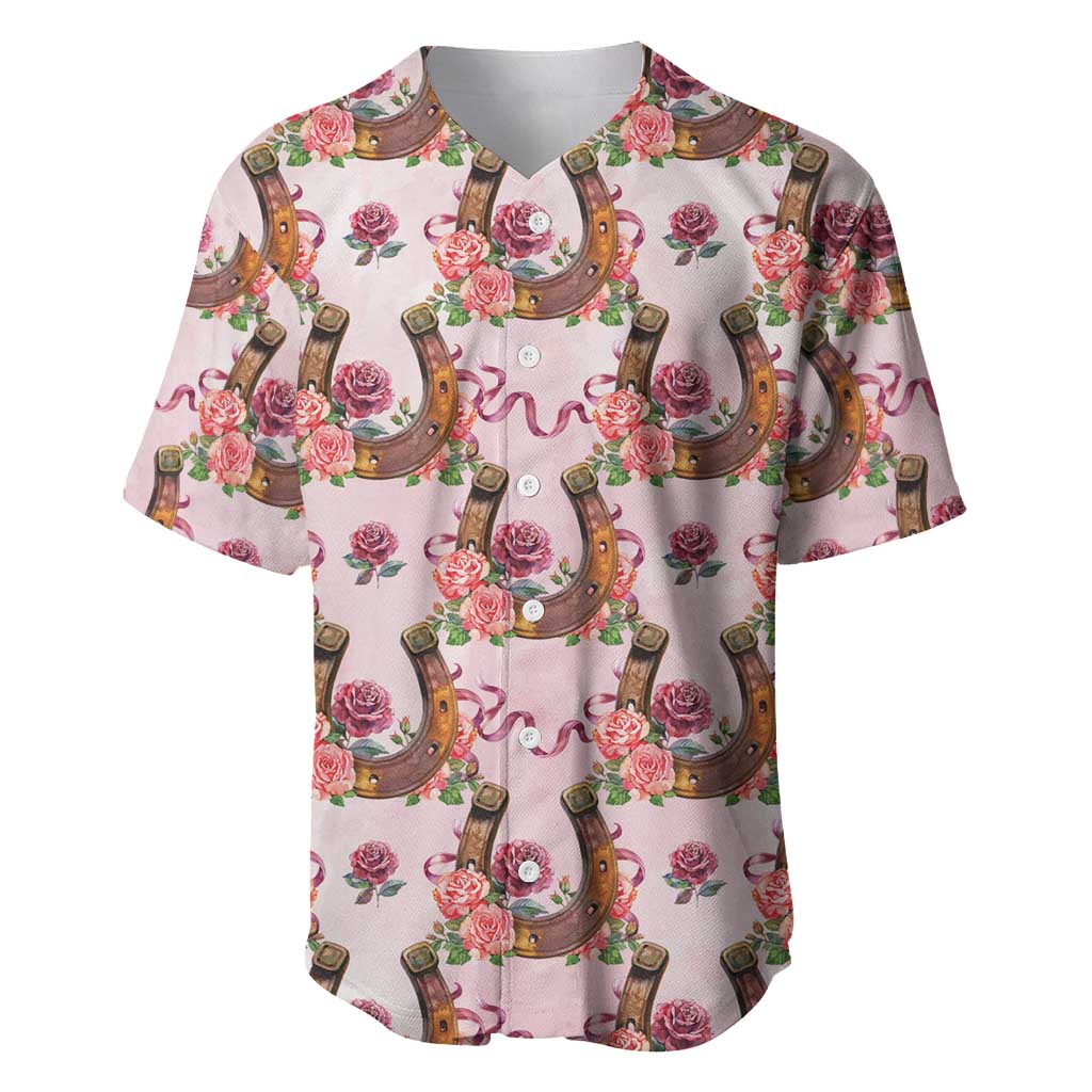 Kentucky Lucky Horseshoe Floral Baseball Jersey Vintage Western Pattern