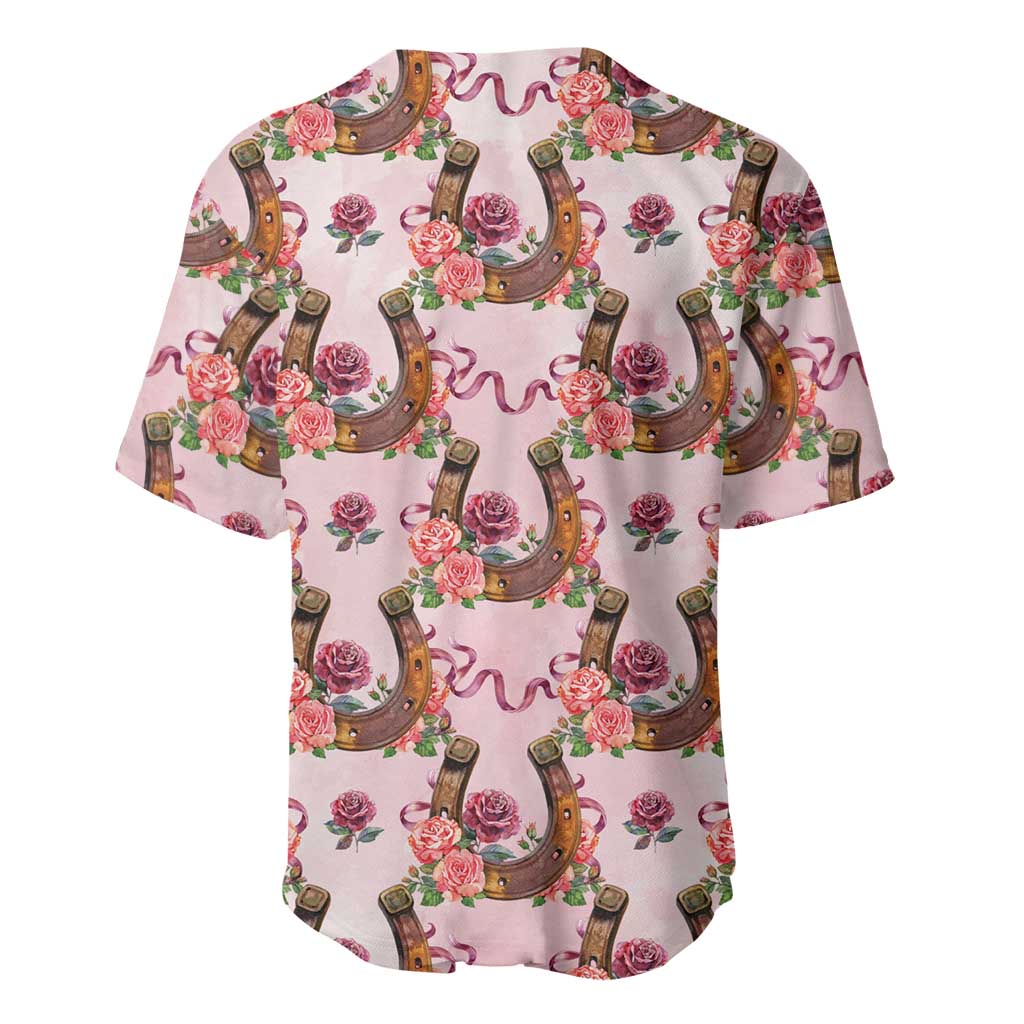 Kentucky Lucky Horseshoe Floral Baseball Jersey Vintage Western Pattern