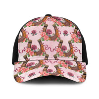 Kentucky Lucky Horseshoe Floral Baseball Net Cap Vintage Western Pattern