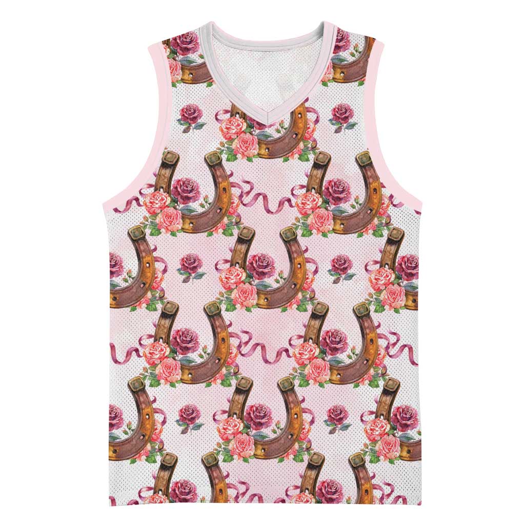 Kentucky Lucky Horseshoe Floral Basketball Jersey Vintage Western Pattern