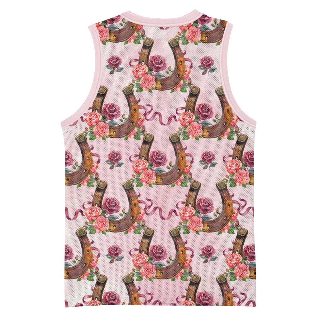Kentucky Lucky Horseshoe Floral Basketball Jersey Vintage Western Pattern