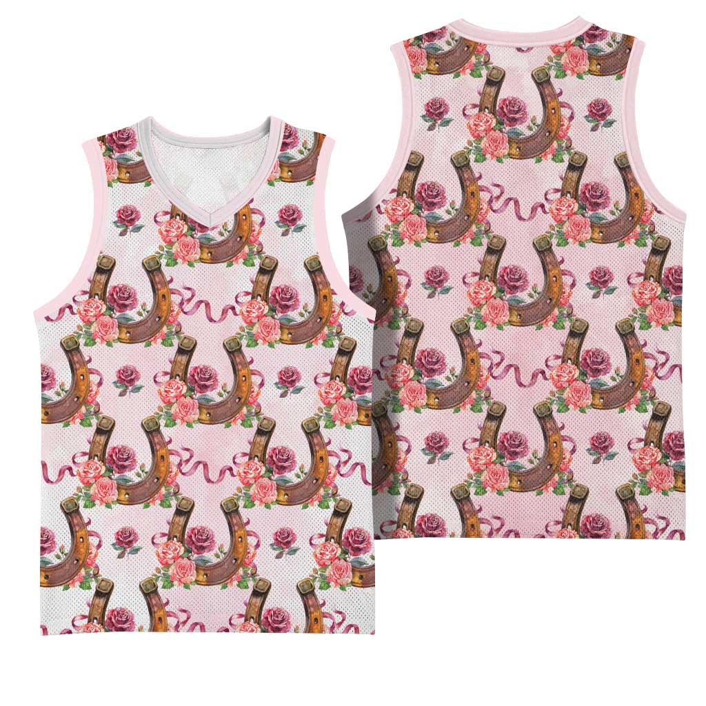 Kentucky Lucky Horseshoe Floral Basketball Jersey Vintage Western Pattern