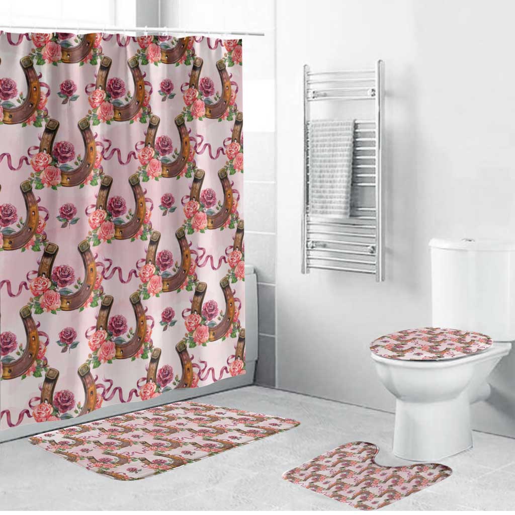 Kentucky Lucky Horseshoe Floral Bathroom Set Vintage Western Pattern