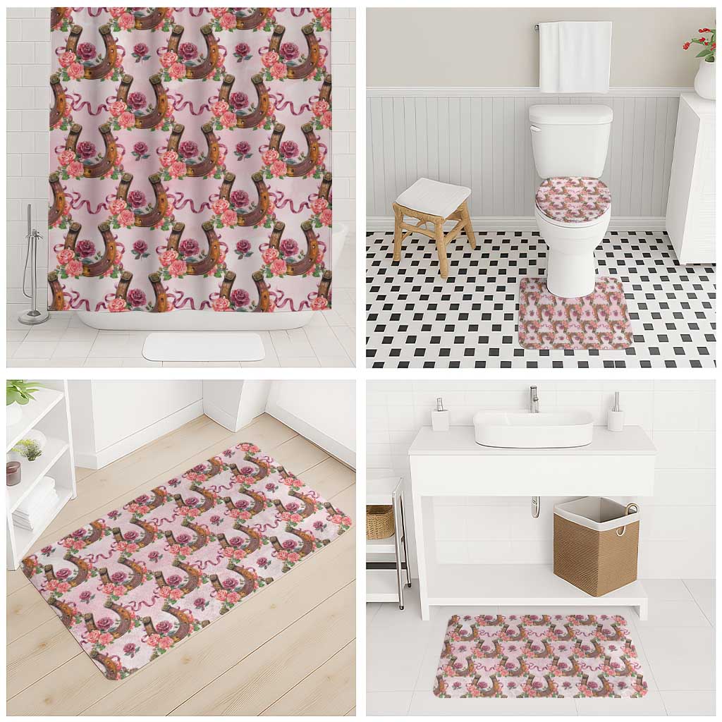 Kentucky Lucky Horseshoe Floral Bathroom Set Vintage Western Pattern