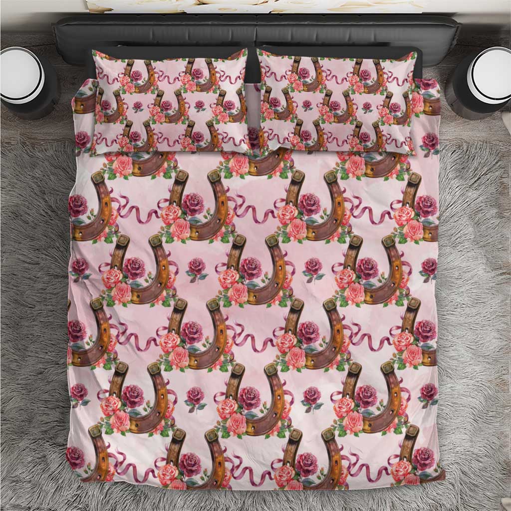 Kentucky Lucky Horseshoe Floral Bedding Set Vintage Western Pattern