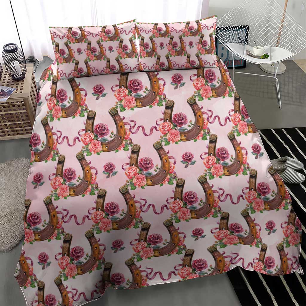 Kentucky Lucky Horseshoe Floral Bedding Set Vintage Western Pattern