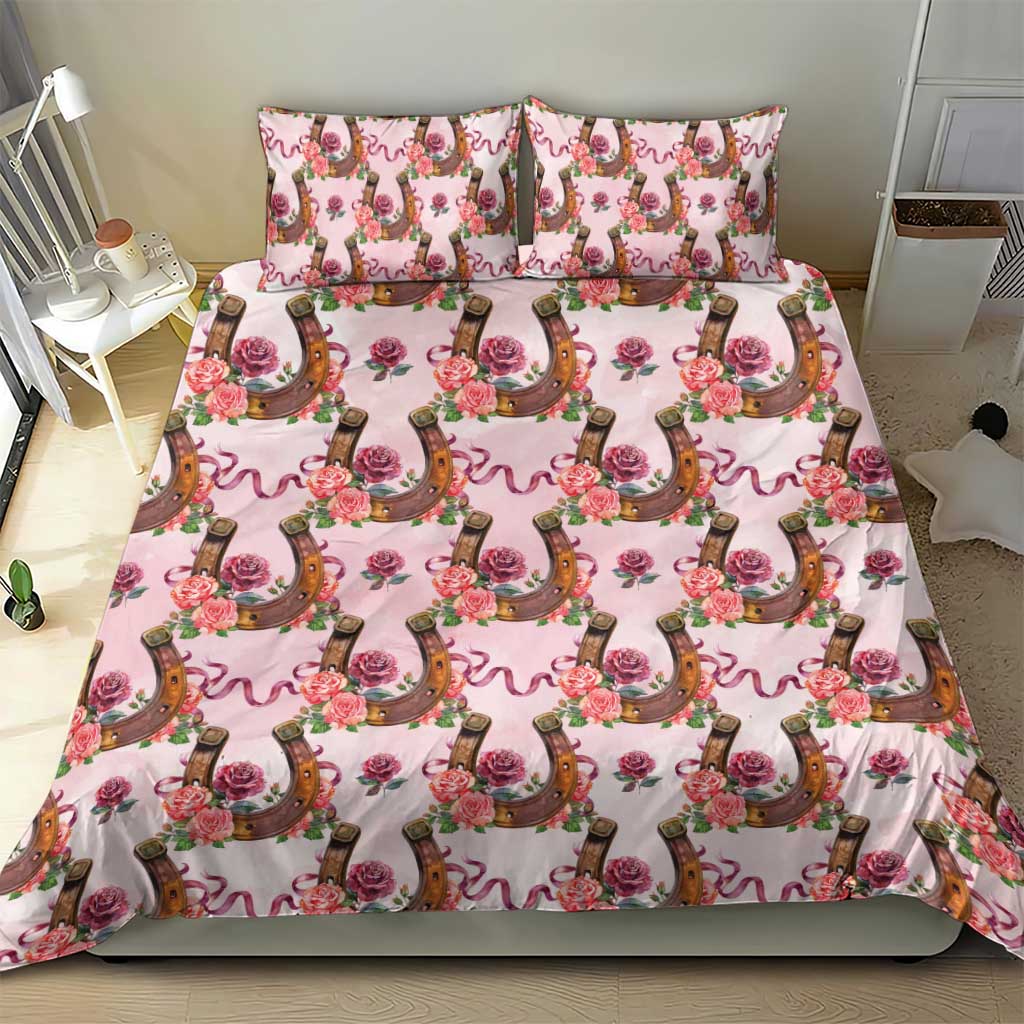 Kentucky Lucky Horseshoe Floral Bedding Set Vintage Western Pattern