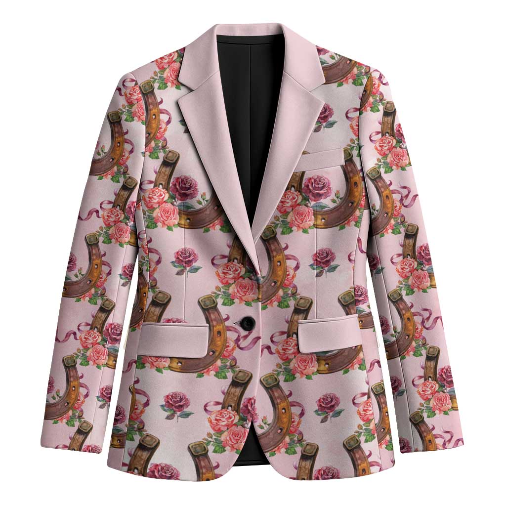 Kentucky Lucky Horseshoe Floral Blazer Vintage Western Pattern