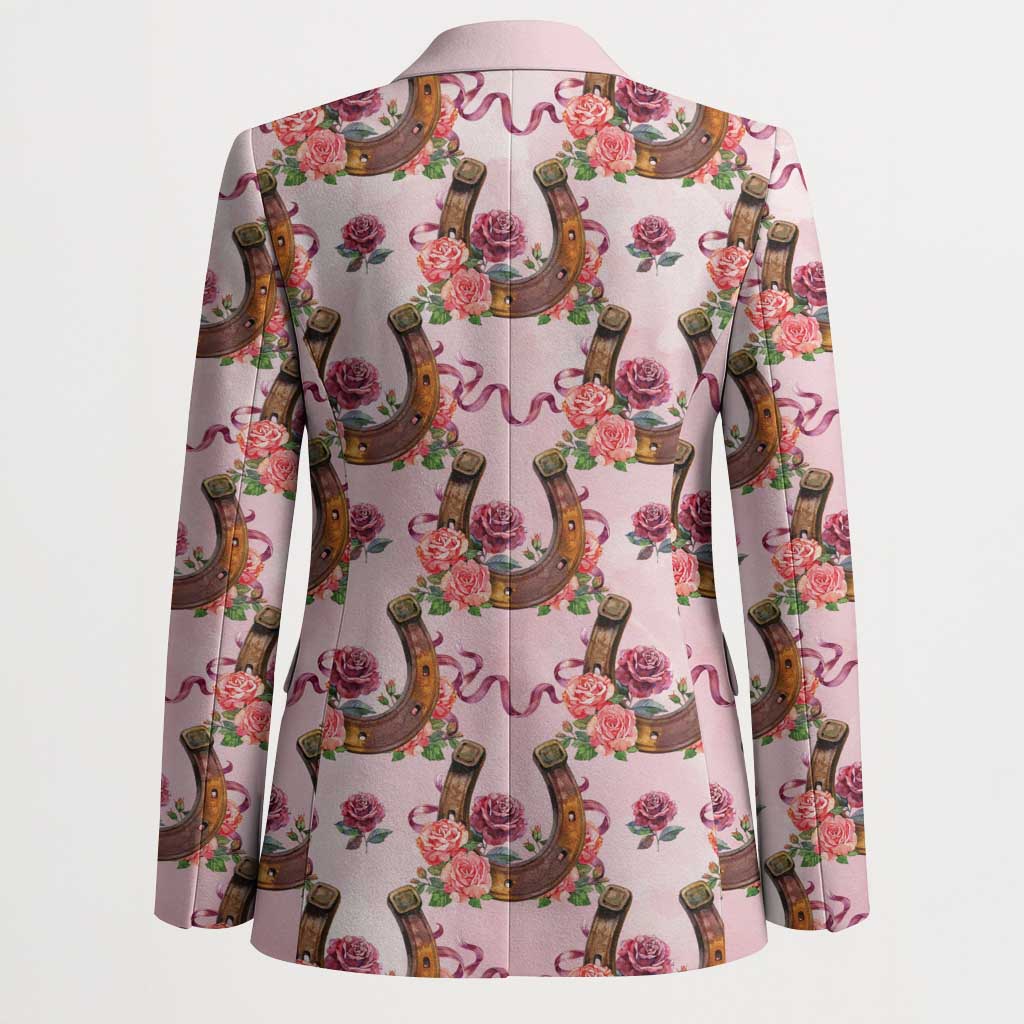 Kentucky Lucky Horseshoe Floral Blazer Vintage Western Pattern