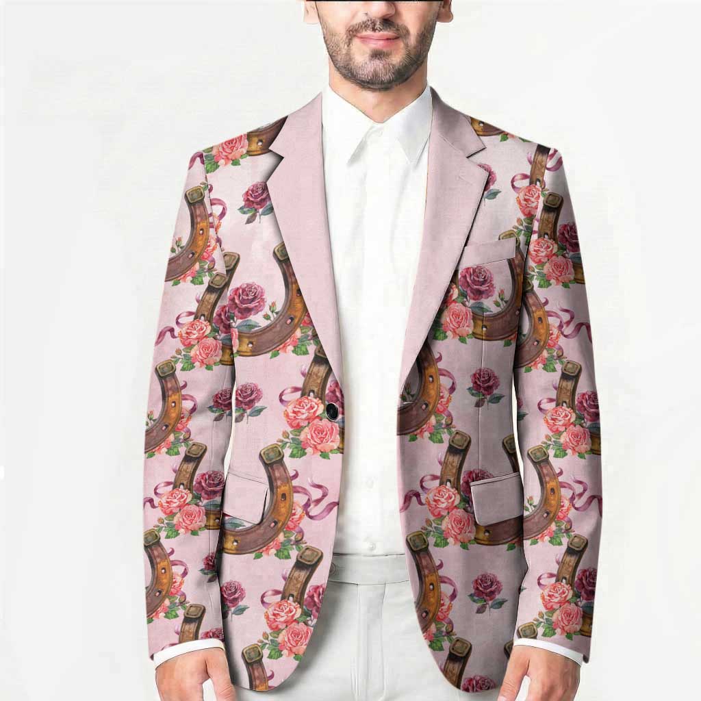 Kentucky Lucky Horseshoe Floral Blazer Vintage Western Pattern