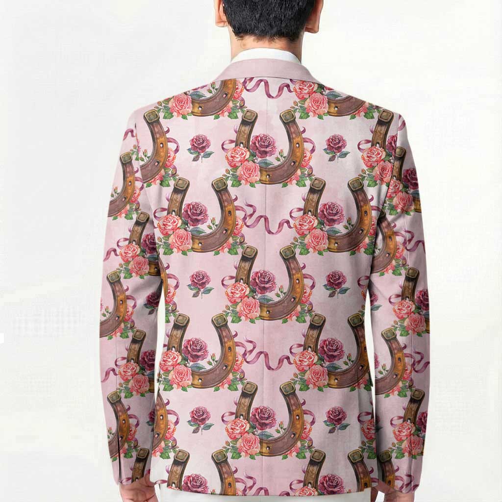 Kentucky Lucky Horseshoe Floral Blazer Vintage Western Pattern