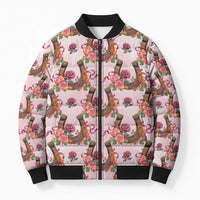 Kentucky Lucky Horseshoe Floral Bomber Puffer Jacket Vintage Western Pattern