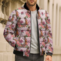 Kentucky Lucky Horseshoe Floral Bomber Puffer Jacket Vintage Western Pattern
