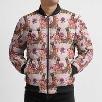 Kentucky Lucky Horseshoe Floral Bomber Puffer Jacket Vintage Western Pattern