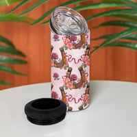 Kentucky Lucky Horseshoe Floral 4 in 1 Can Cooler Tumbler Vintage Western Pattern