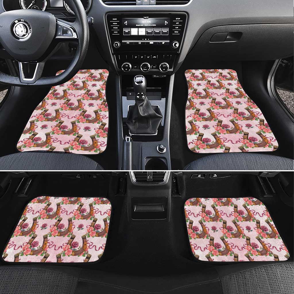 Kentucky Lucky Horseshoe Floral Car Mats Vintage Western Pattern