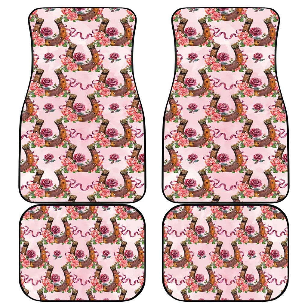 Kentucky Lucky Horseshoe Floral Car Mats Vintage Western Pattern