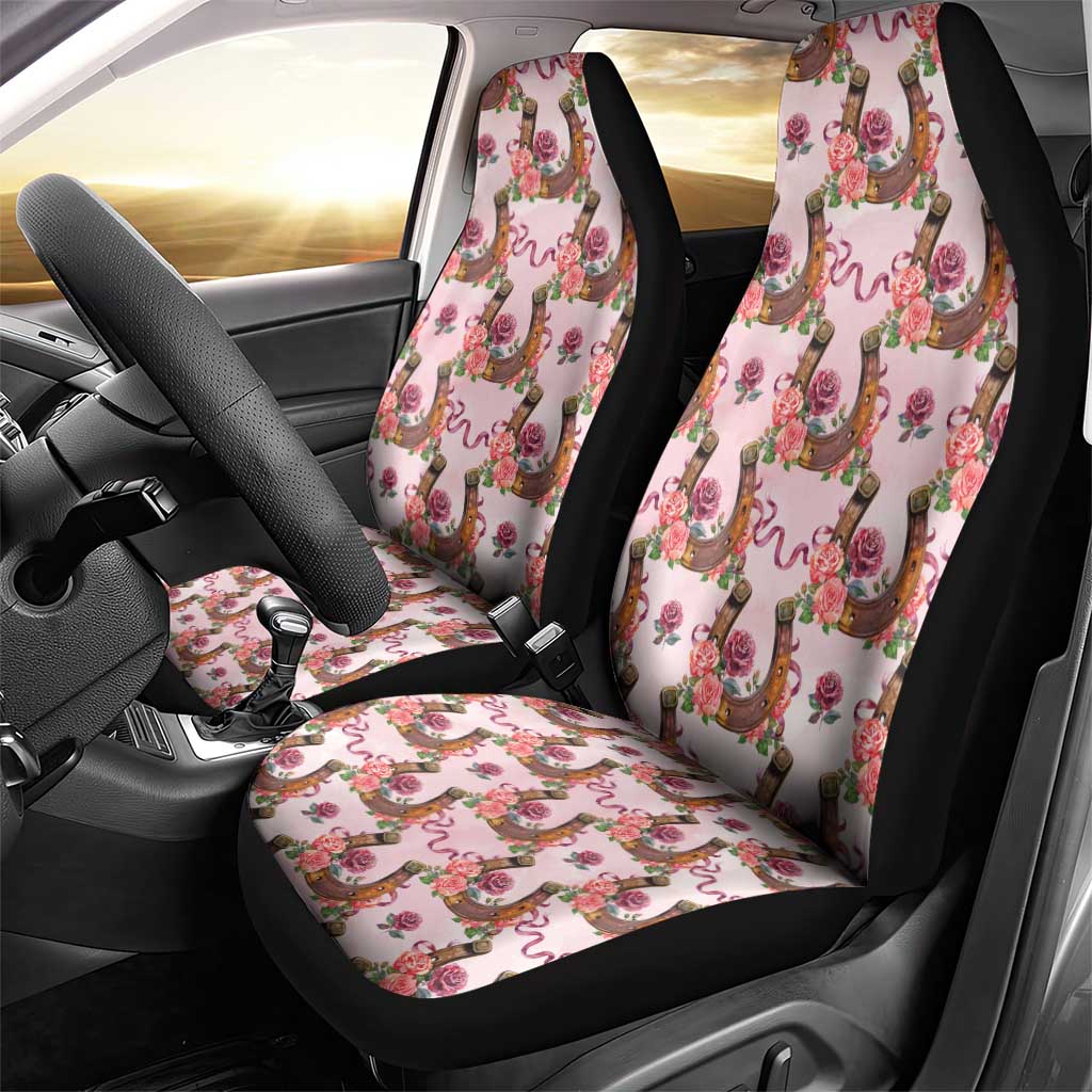 Kentucky Lucky Horseshoe Floral Car Seat Cover Vintage Western Pattern
