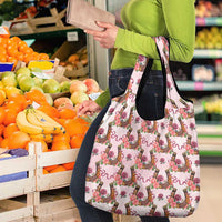 Kentucky Lucky Horseshoe Floral Grocery Bag Vintage Western Pattern