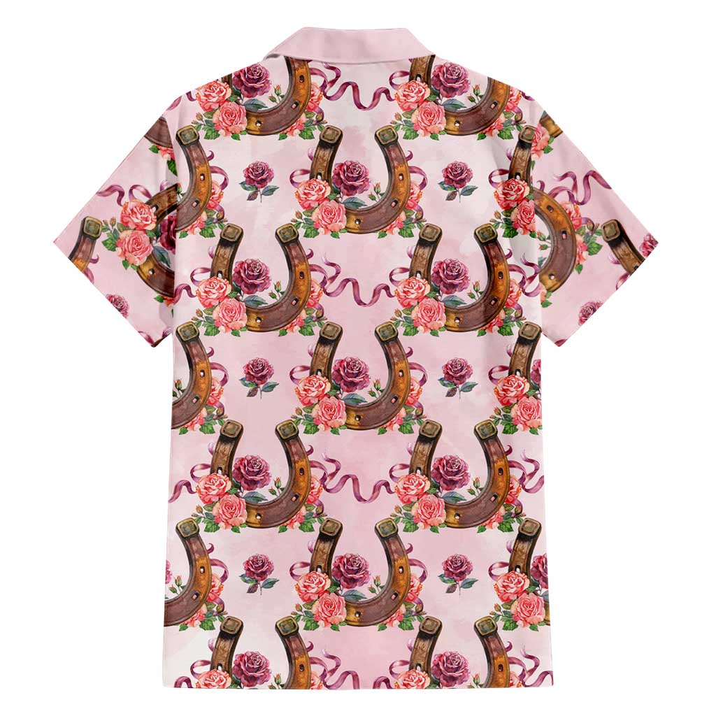 Kentucky Lucky Horseshoe Floral Hawaiian Shirt Vintage Western Pattern