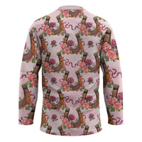Kentucky Lucky Horseshoe Floral Hockey Jersey Vintage Western Pattern