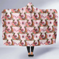 Kentucky Lucky Horseshoe Floral Hooded Blanket Vintage Western Pattern