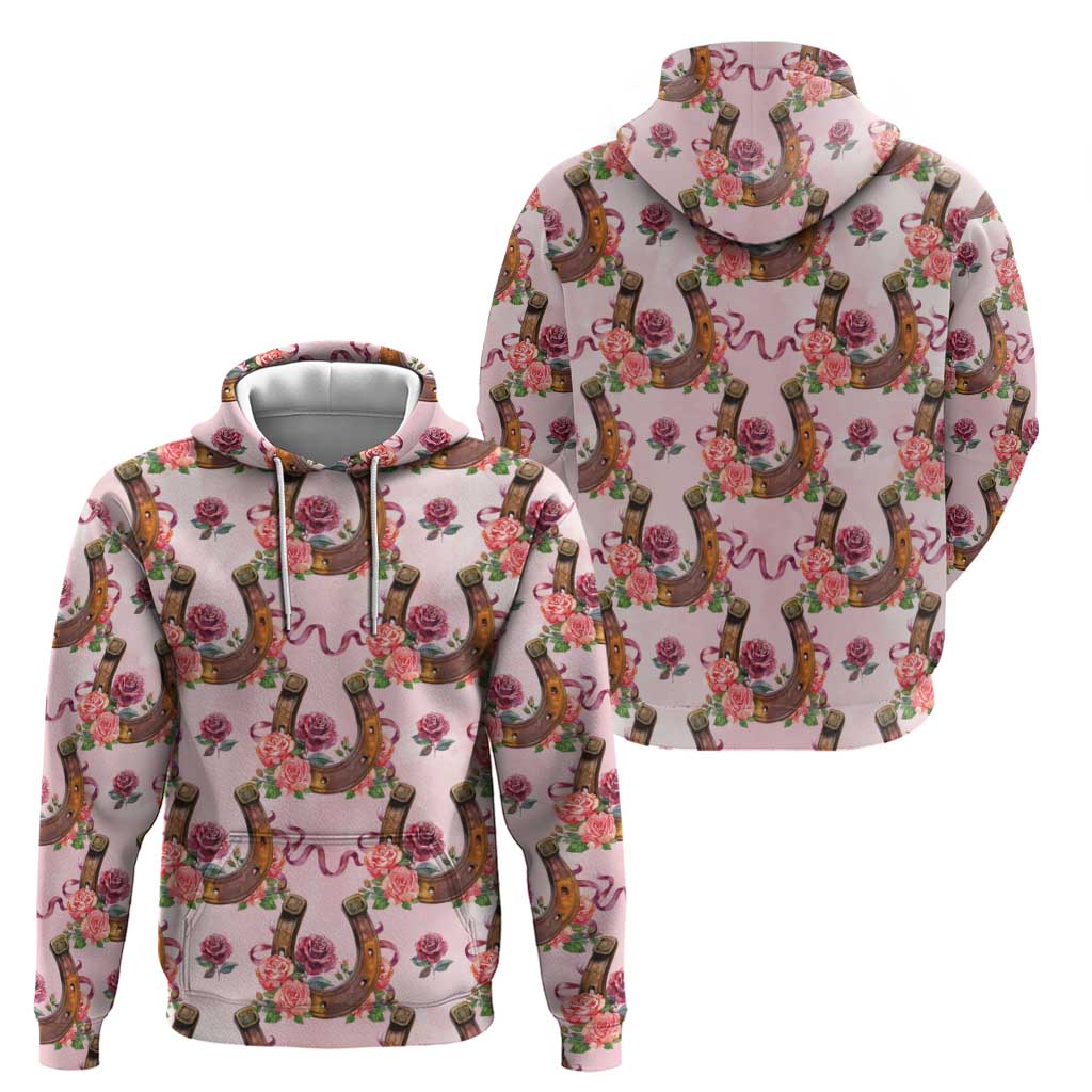 Kentucky Lucky Horseshoe Floral Hoodie Vintage Western Pattern